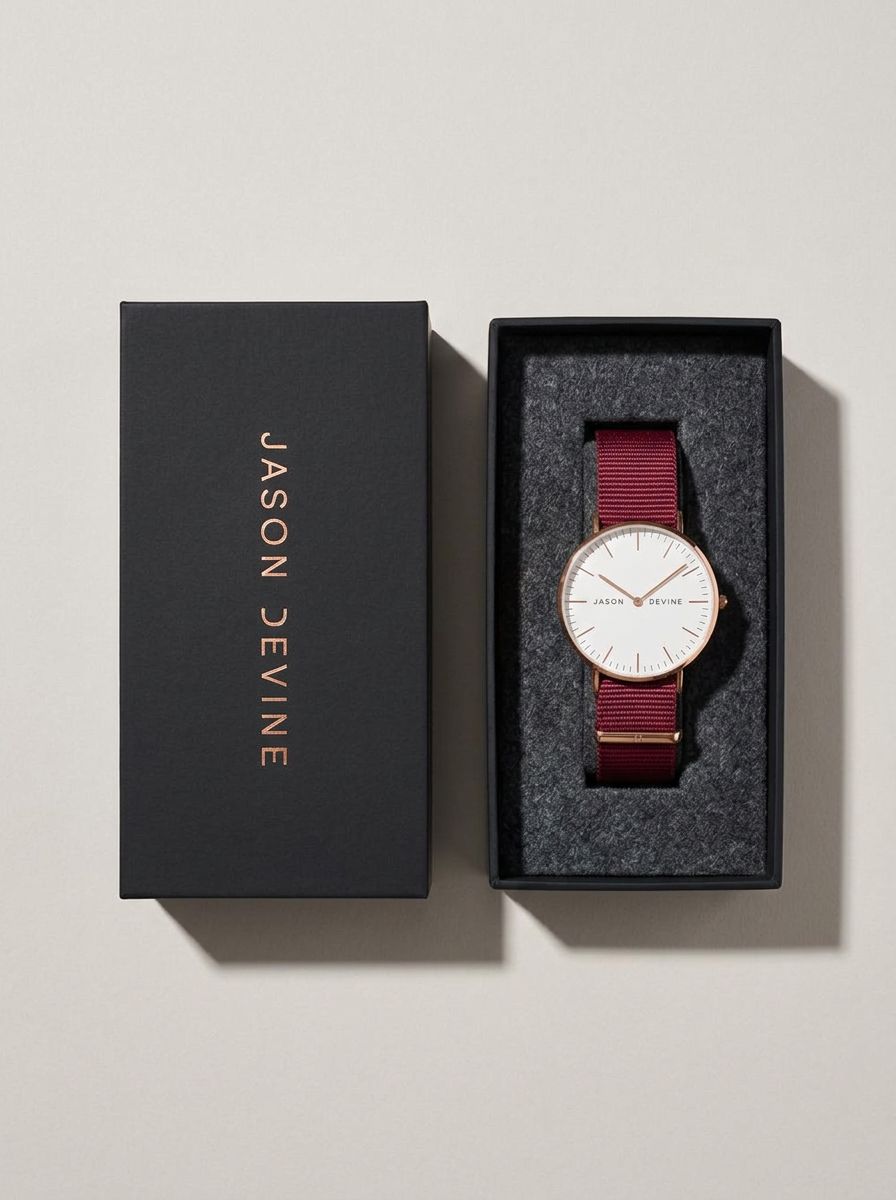 Geschenkbox mit Uhr und Seidenpapier